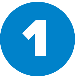 A white 1 in a blue circle
